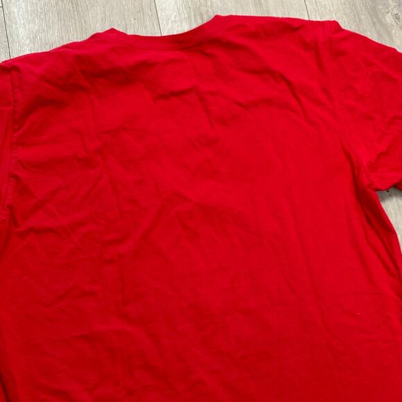 Nike Check Swoosh Logo Red White Regular Fit Tee T Shirt size Large L B4 - Picture 5 of 5